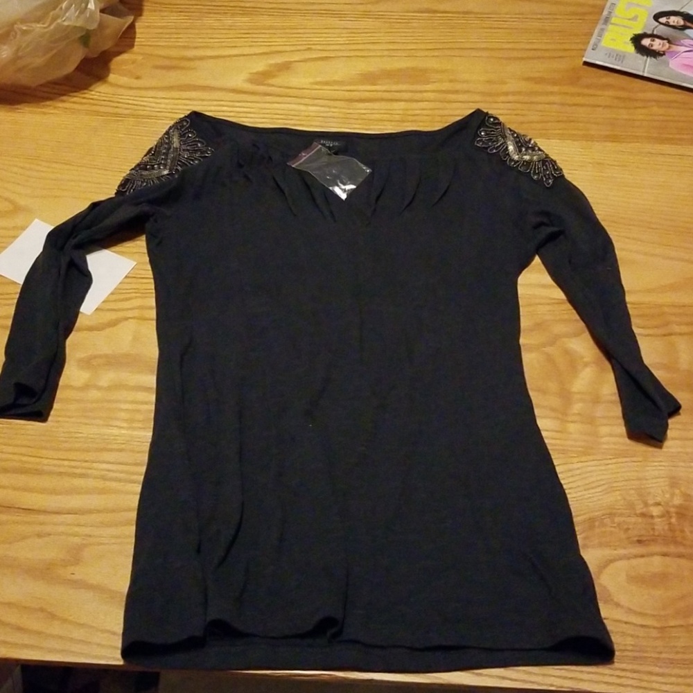 3/4 sleeve Deletta beaded shirt